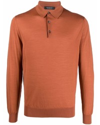Оранжевый шерстяной свитер с воротником поло
