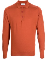 Мужской оранжевый шерстяной свитер с воротником поло от John Smedley