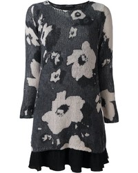 Платье-свитер с цветочным принтом