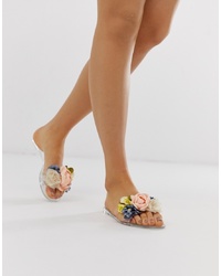 Прозрачные резиновые сандалии на плоской подошве с украшением от ASOS DESIGN