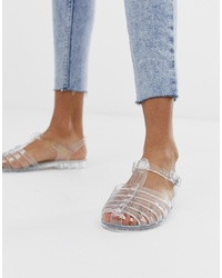Прозрачные резиновые сандалии на плоской подошве от Glamorous