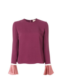 Пурпурная блузка с длинным рукавом от Roksanda