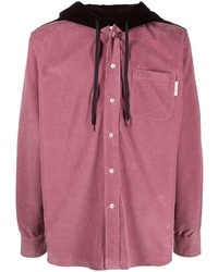 Мужская пурпурная вельветовая рубашка с длинным рукавом от Marni