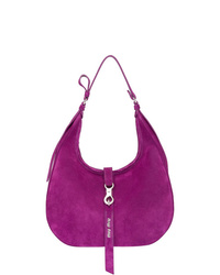 Пурпурная замшевая большая сумка от Miu Miu