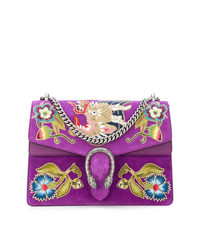 Пурпурная замшевая сумка через плечо от Gucci