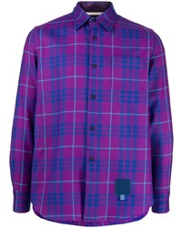 Мужская пурпурная классическая рубашка в клетку от Fumito Ganryu