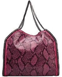Пурпурная кожаная большая сумка со змеиным рисунком