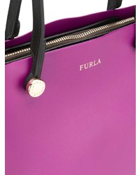 Пурпурная кожаная большая сумка от Furla