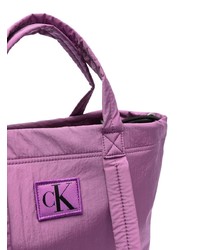 Мужская пурпурная кожаная большая сумка от Calvin Klein Jeans