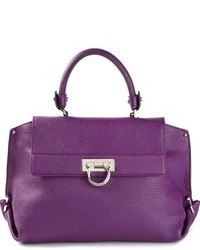 Пурпурная кожаная большая сумка от Salvatore Ferragamo