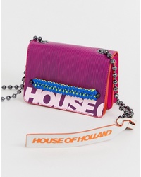 Пурпурная кожаная сумка через плечо от House of Holland