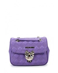 Пурпурная кожаная сумка через плечо от Love Moschino