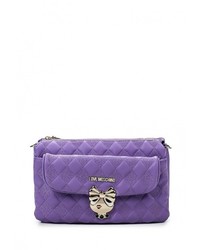 Пурпурная кожаная сумка через плечо от Love Moschino