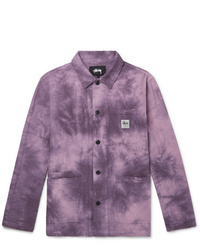 Мужская пурпурная куртка-рубашка c принтом тай-дай от Stussy