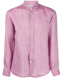 Пурпурная льняная рубашка с длинным рукавом