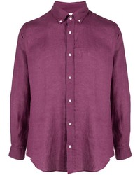 Мужская пурпурная льняная рубашка с длинным рукавом от Bluemint