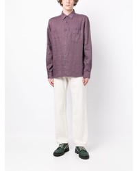 Мужская пурпурная льняная рубашка с длинным рукавом от Aspesi