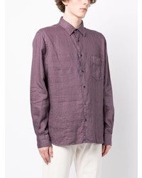Мужская пурпурная льняная рубашка с длинным рукавом от Aspesi