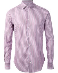 Пурпурная рубашка с длинным рукавом в вертикальную полоску
