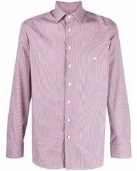 Мужская пурпурная рубашка с длинным рукавом в вертикальную полоску от Etro