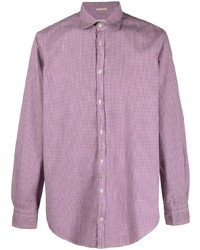 Мужская пурпурная рубашка с длинным рукавом в мелкую клетку от Massimo Alba