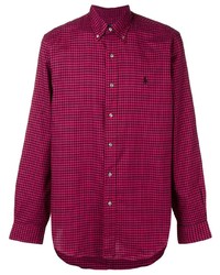 Мужская пурпурная рубашка с длинным рукавом в мелкую клетку от Polo Ralph Lauren