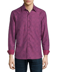Пурпурная рубашка с длинным рукавом с принтом