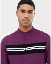 Мужская пурпурная рубашка с длинным рукавом с принтом от ASOS DESIGN