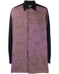 Мужская пурпурная рубашка с длинным рукавом с принтом от Magliano