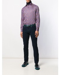Мужская пурпурная рубашка с длинным рукавом с принтом от Etro