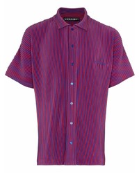 Мужская пурпурная рубашка с коротким рукавом в вертикальную полоску от Y/Project