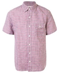 Мужская пурпурная рубашка с коротким рукавом в мелкую клетку от Kent & Curwen