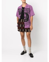 Мужская пурпурная рубашка с коротким рукавом с принтом от Pleasures