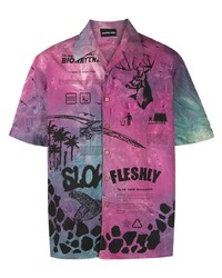 Мужская пурпурная рубашка с коротким рукавом с принтом от Mauna Kea