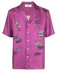 Мужская пурпурная рубашка с коротким рукавом с принтом от Soulland