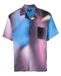 Мужская пурпурная рубашка с коротким рукавом с принтом от Stussy