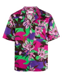 Мужская пурпурная рубашка с коротким рукавом с цветочным принтом от Moncler