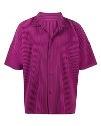 Мужская пурпурная рубашка с коротким рукавом от Homme Plissé Issey Miyake