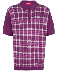 Пурпурная футболка-поло в шотландскую клетку