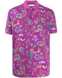 Мужская пурпурная футболка-поло с цветочным принтом от Etro
