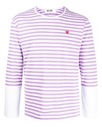 Мужская пурпурная футболка с длинным рукавом в горизонтальную полоску от Comme Des Garcons Play