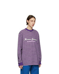 Мужская пурпурная футболка с длинным рукавом в горизонтальную полоску от Noon Goons