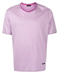Пурпурная футболка с круглым вырезом в горизонтальную полоску