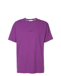 Пурпурная футболка с круглым вырезом с вышивкой
