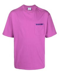 Мужская пурпурная футболка с круглым вырезом с вышивкой от BLUEMARBLE