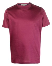 Мужская пурпурная футболка с круглым вырезом с вышивкой от Corneliani