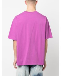 Мужская пурпурная футболка с круглым вырезом с вышивкой от BLUEMARBLE