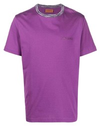 Мужская пурпурная футболка с круглым вырезом с вышивкой от Missoni
