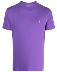Мужская пурпурная футболка с круглым вырезом с вышивкой от Polo Ralph Lauren