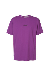 Мужская пурпурная футболка с круглым вырезом с вышивкой от Stone Island